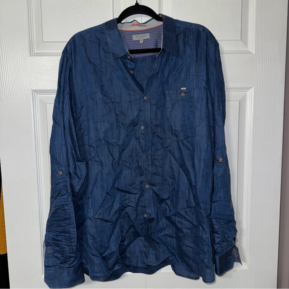 Ted Baker Navy and White Patterned Shirt